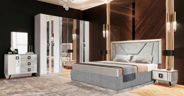 комод с зеркалом в спальню: Спальный гарнитур Ханна в современном стиле с эффектом глянца и — 1