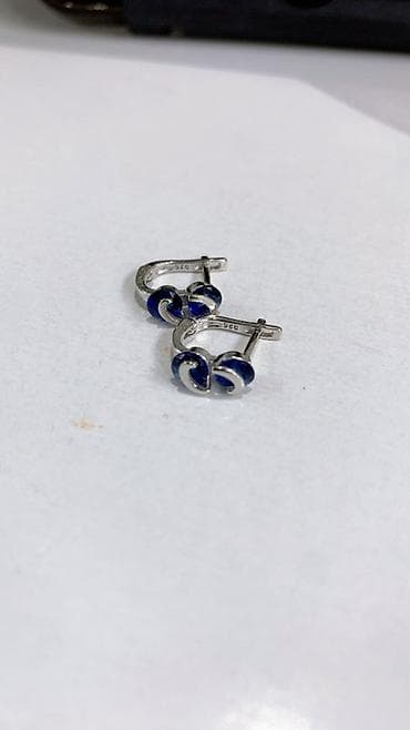 медные серьги: Серебряные серьги, Проба 925, Изумруд, Женские — 4