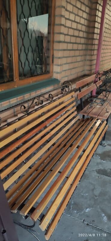 прихошка мебель: Скамейка Дерево, Со спинкой — 2