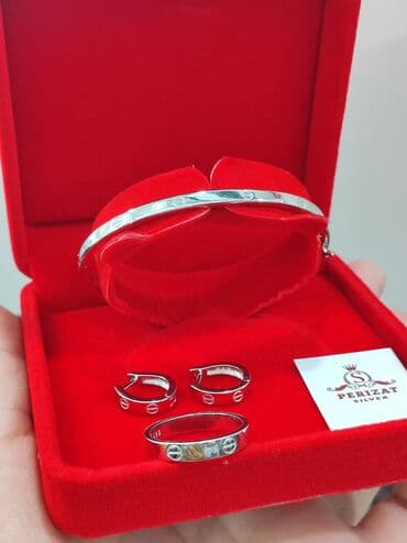 свадебные наборы ручной: Серебряный Комплект+ Браслет Карьтие Серебро 925 пробы Размеры — 5