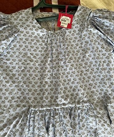 повседневное: Платье с принтом в мелкий цветок - Цвет: светло-голубой с — 6