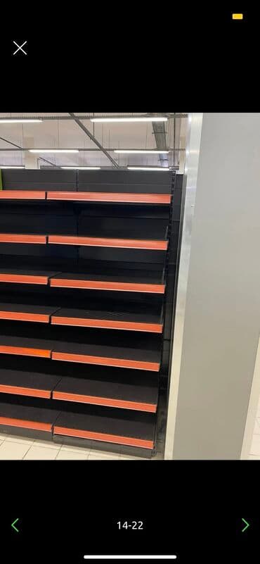 оборудование в бутик: Витрины, стеллажи, полки торговые металлические б/у, полка магазинная — 25