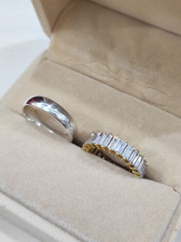 эксклюзивные свадебные пригласительные: Серебряные парные кольца Серебро напыление жёлтое золото 925 пробы — 8