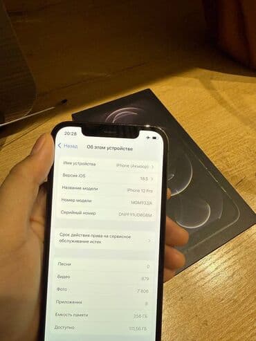 IPhone 12 Pro, Б/у, 256 ГБ, Защитное стекло, Наушники, Чехол, 94 %