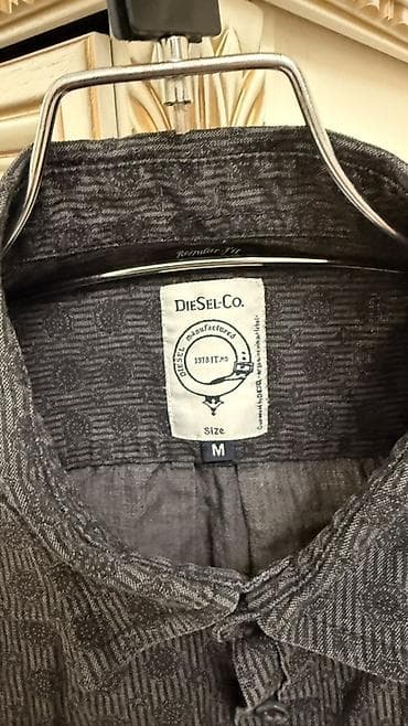 рубашк: Мужская рубашка, M, Diesel, Б/у, цвет - Серый — 3