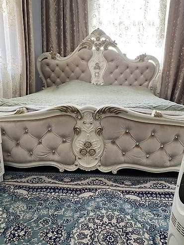 Спальный гарнитур, Тумба, Двуспальная кровать, Комод, Другая страна производитель, Самовывоз, цвет - Бежевый