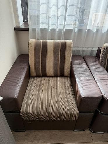 обивка: Комплект мягкой мебели, Б/у, Самовывоз, цвет - Коричневый — 7