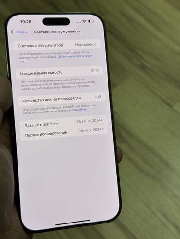 батарея на телефон: IPhone 16 Pro Max, Б/у, 256 ГБ, Desert Titanium, Защитное стекло, 91 % — 6