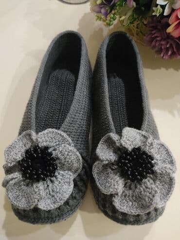 обувь 19 размер: Домашние тапочки, 38.5, Новый, цвет - Серый, Самовывоз — 2