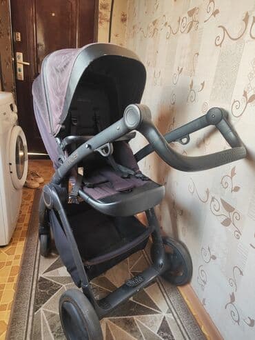 детские зимние прогулочные коляски: Коляска, цвет - Черный, Б/у — 4