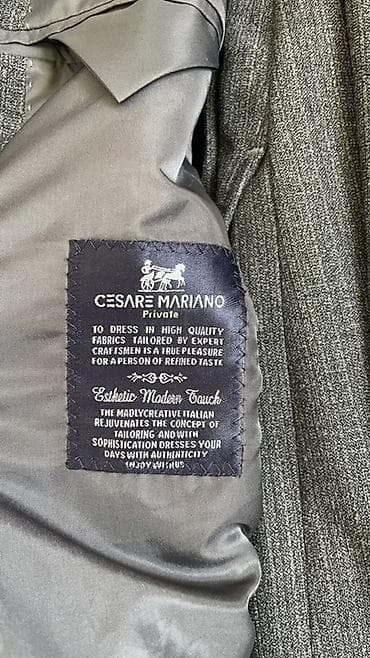 Костюмдар: Двубортный мужской пиджак Cesare Mariano - Цвет: серый меланж с едва — 6