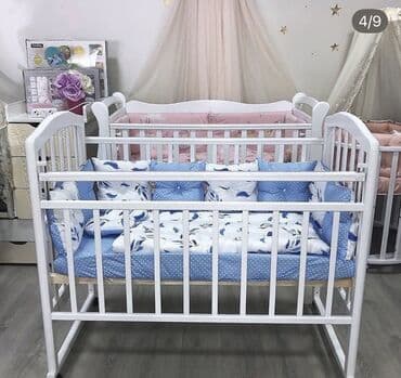 Продается детский манеж белого цвета, из дерева, на колесах, очень at lalafo.kg Продается детский манеж белого цвета, из дерева, на колесах, очень
