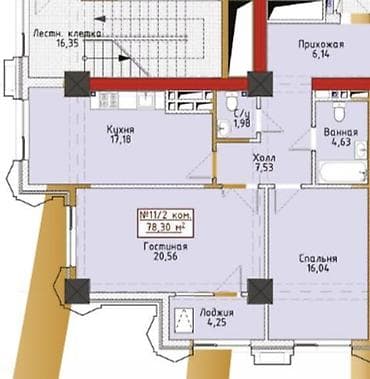 Новостройки от застройщика: Строится, Элитка, 2 комнаты, 78 м² — 3