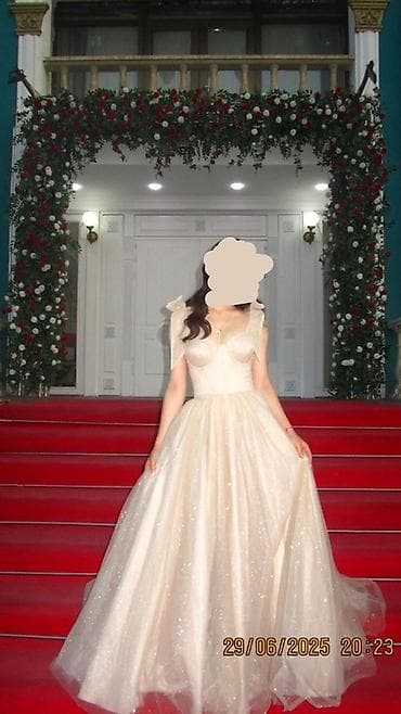 бальный платья: Вечернее платье, Пышное, Длинная модель, Фатин, Без рукавов, Корсет, S — 3