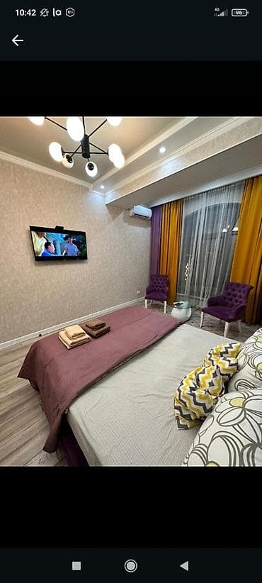 квартира в бишкеке снять на сутки: 1 комната, Душевая кабина, Постельное белье, Кондиционер — 3