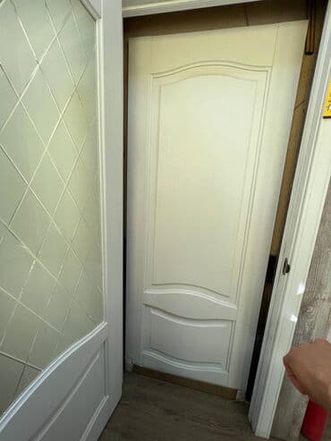 аш такта: Ички эшик айнек менен, МДФ, түсү - Ак, 200 * x 80 см, Жаңы — 23