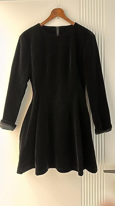 Вечернее платье, Коктейльное, Короткая модель, Велюр, С рукавами, S