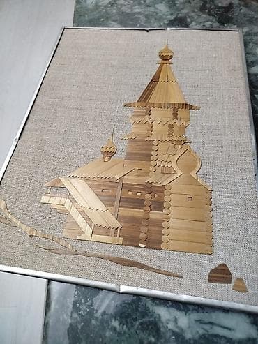 string art: Панно из соломки «Кондопога. Успенская церковь» - Авторская техника — 1