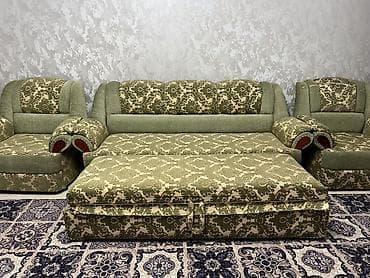угль: Комплект мягкой мебели, Б/у, цвет - Зеленый — 4