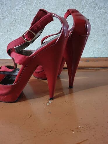 Атайын кийим: Босоножкалар, 37, Колдонулган, түсү - Кызыл, Өзү алып кетүү — 5