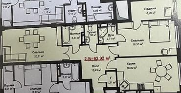 batir service: 2 комнаты, 83 м², Элитка, 4 этаж, Готовая ПСО (под самоотделку) — 3