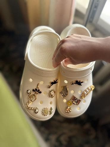 crocs: Сабо, 38, 38.5, 39, Crocs, Новый, цвет - Белый, Самовывоз, Платная доставка — 2