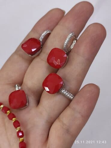 эксклюзивные свадебные пригласительные: Очень красивый Набор с камнями Кораллы по краям фианиты Италия — 2