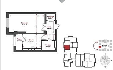 1 комната, 46 м², Элитка, 7 этаж, Готовая ПСО (под самоотделку) — 2
