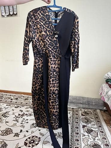 leopard 7: Повседневное платье, Осень-весна, Длинная модель, На запах, S, M — 1