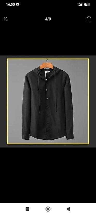 nike fleece: Мужская рубашка с капюшоном, черная, материал лён - Стиль — 1