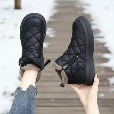 ковер даром: 800 сом!!! Женские утеплённые полусапожки/дутики - Цвет: чёрный - — 1