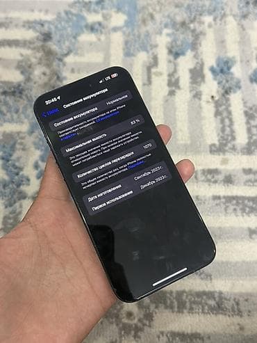 iphone mobile: IPhone 15 Pro Max, Б/у, 256 ГБ, Черный, Чехол, 83 % — 2