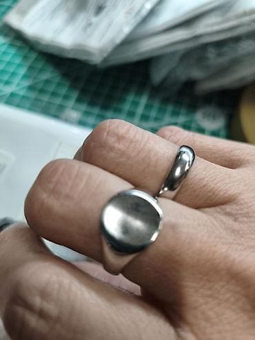 нож кольцо: Минималистичные серебристые кольца (набор) - Материал: металл с — 1