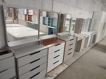 Туалетный столик, С зеркалом, цвет - Серый, ЛДСП