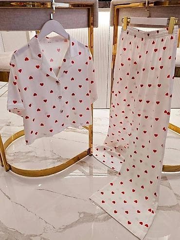 tech flis: Домашний комплект из мягкой вискозы с принтом «сердечки». Состав и — 6