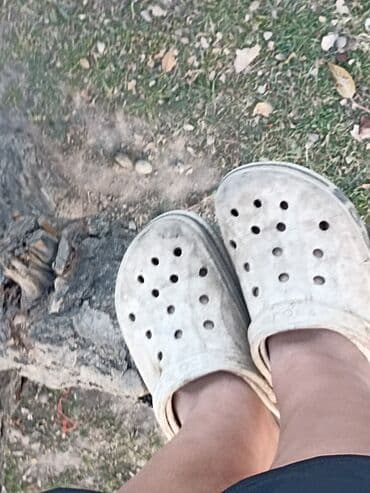 Женская обувь: Классические сабо типа Crocs, светло-серого/бежевого цвета. - — 4