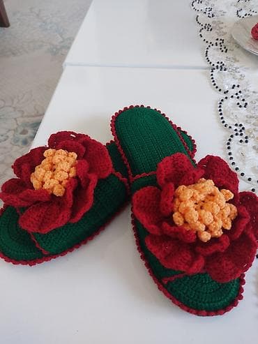 red center: Домашние тапочки, 39, Новый, цвет - Зеленый, Самовывоз — 4