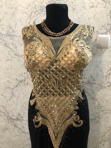 вечерний костюм: Вечернее платье, Длинная модель, Трикотаж, Без рукавов, Стразы, S — 2