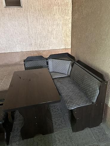 диван кожаный бу: Кухонный мягкий уголок, Б/у, Дерево, цвет - Коричневый — 4