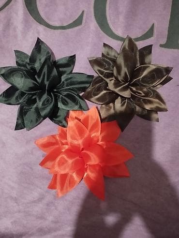 тунгуч 1: Текстильные броши-цветы ручной работы - Материал: атлас/сатин с — 4