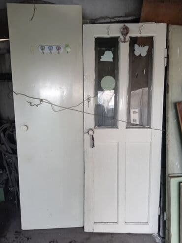 купить двери входные бу: Межкомнатная дверь со стеклом, цвет - Бежевый, 230 * x 70 см, Б/у — 2