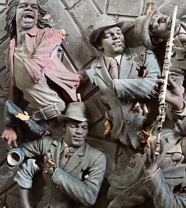 Барельефы 7 шт упак натур материал джаз и рок музыканты д/я интерьера