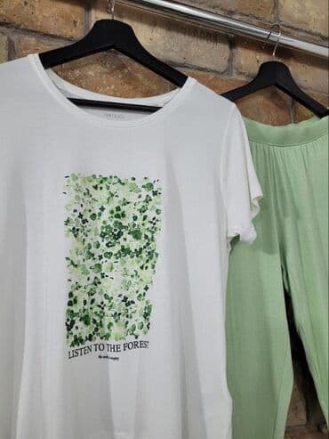 белая ночная сорочка: Домашний костюм, Штаны, Кофта, Вискоза, Германия, Лето — 5