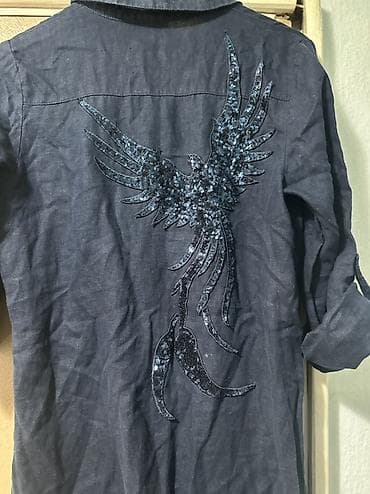 slim patch: Платье-рубашка темно-синего цвета - Длина миди, низ со скругленными — 7