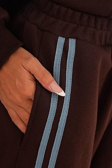 парные одежда: Женский спортивный костюм, 2 предмета - Цвет: глубокий шоколадный с — 8