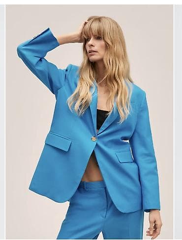 Айымдардын кийими: Женский костюм цвета электрик: пиджак + брюки - Цвет: яркий синий — 1