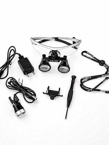 Нитриловые перчатки: СТОМАТОЛОГИЧЕСКИЙ БИНОКУЛЯР С LED-ПОДСВЕТКОЙ • Увеличение: 3.5× • — 2