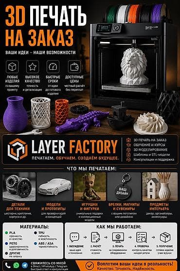 услуги 3д печати: Обучение и услуги 3D‑печати 3D‑печать на заказ: - Любые изделия по — 2