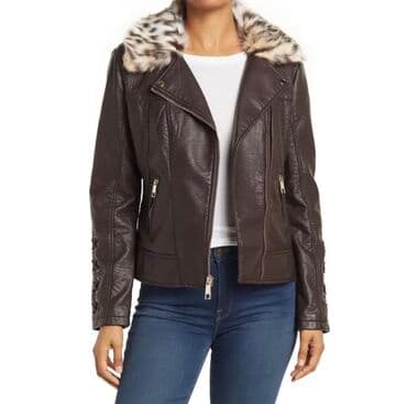 Айымдардын кийими: GUESS. Дерзкий вид и острота сочетаются в этой куртке из искусственной — 2