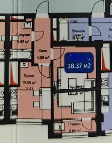 1 комната, 38 м², Кок-Жар ж/м Элитка, 6 этаж, Свежий ремонт — 3